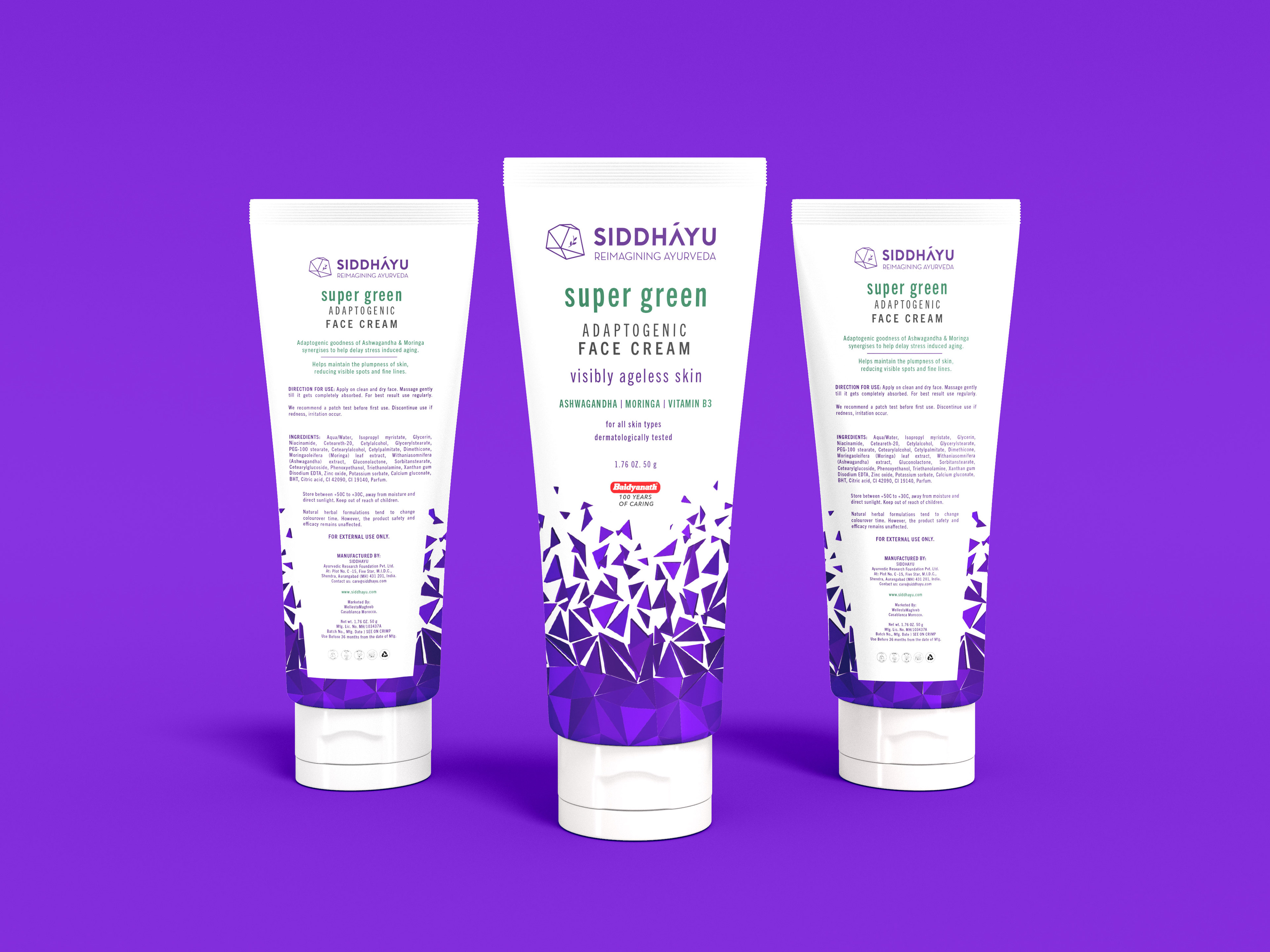 Skincare packaging for Siddhayu.