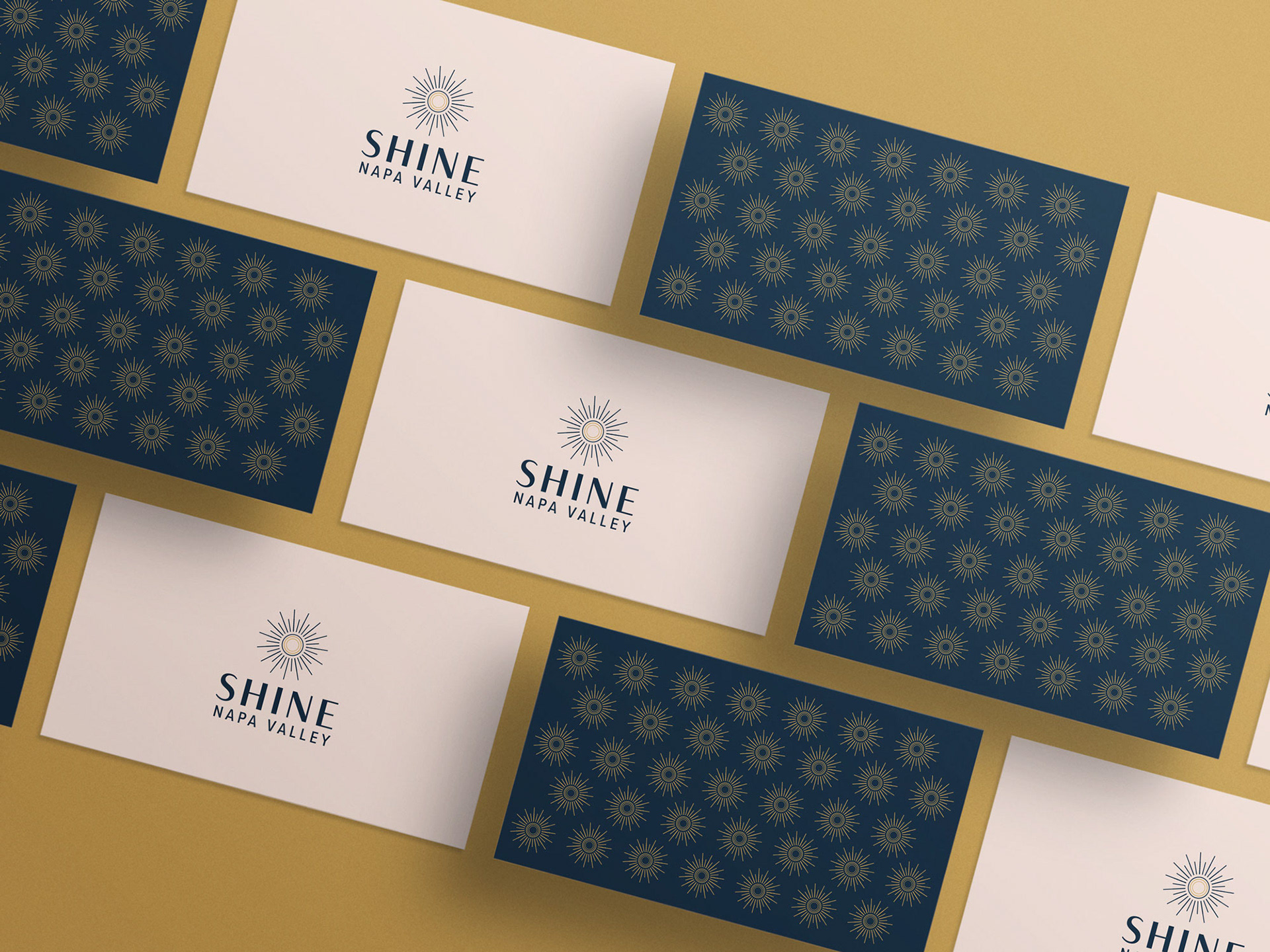 Brand identity and stationery for Shine Napa Valley.